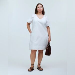NWT Madewell Square-Neck Mini Dress in 100% Linen - 2X - White